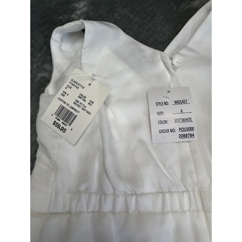David's Bridal girls Siobhan Jumpsuits Soft White Formal Wedding Flower Girl 5/6